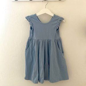 Light Blue Hanna Andersson Dress with pockets ruffle cap sleeve